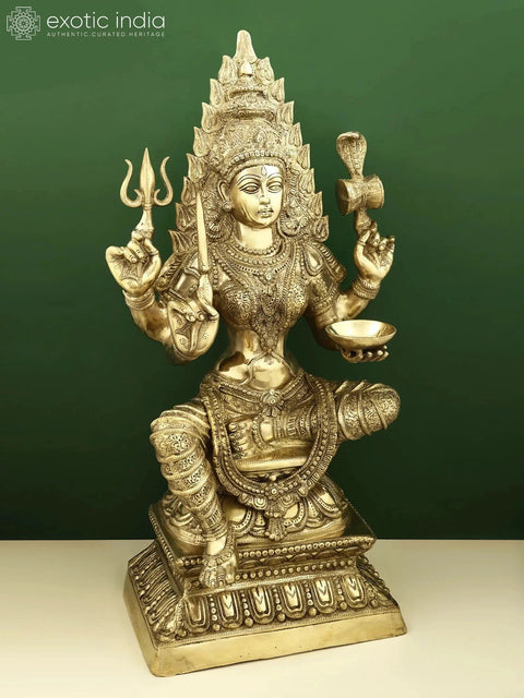 32" Large Brass Mariamman (South Indian Goddess Durga)
