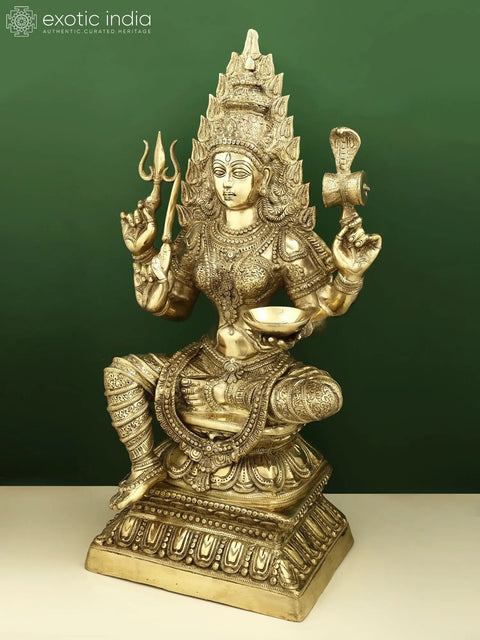 32" Large Brass Mariamman (South Indian Goddess Durga)