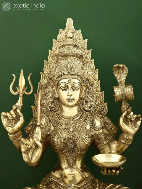 32" Large Brass Mariamman (South Indian Goddess Durga)