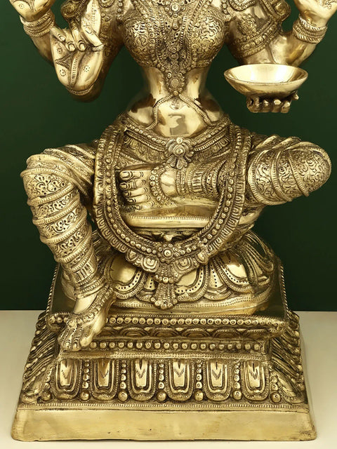 32" Large Brass Mariamman (South Indian Goddess Durga)