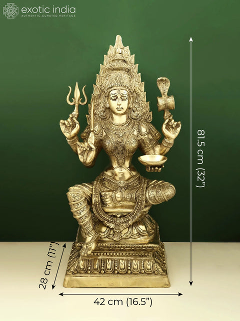 32" Large Brass Mariamman (South Indian Goddess Durga)