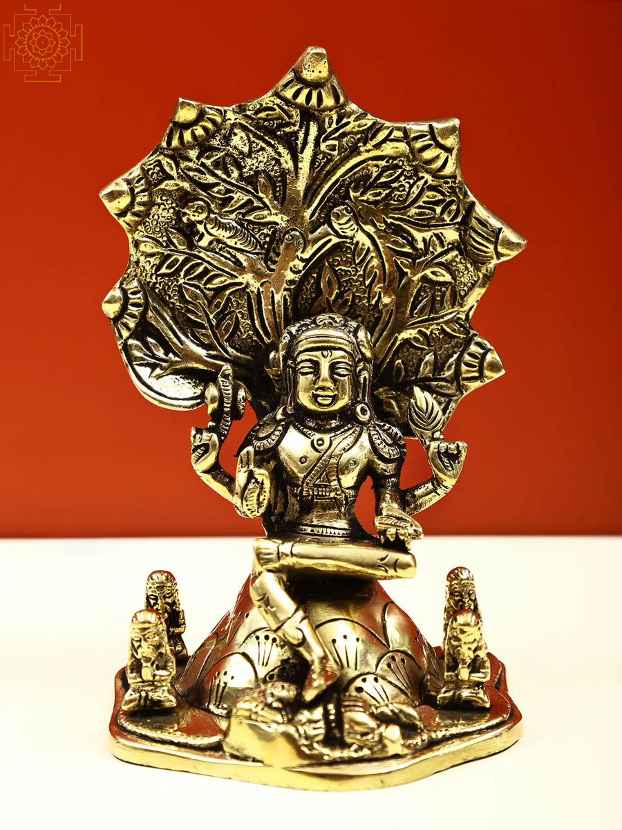 6" Small Brass Dakshinamurthy Shiva Statue for Pooja