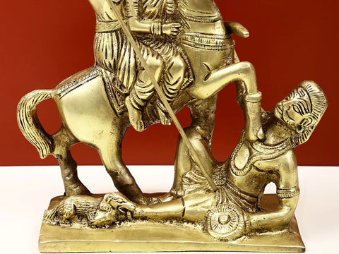 8" Brass Shiva Parvati Sitting on Horse