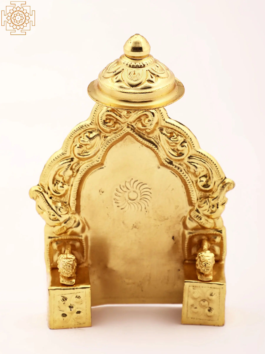 7" Small Brass Throne with Umbrella Statue