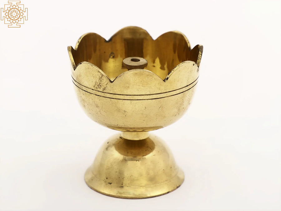 3" Brass Lotus Akhand Diya for Pooja