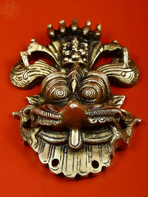 6" Panchanaga Kirtimukha with Seated Ganesha on Top Wall Hanging