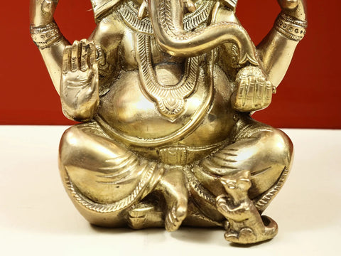 7" Brass Seated Lord Ganesha