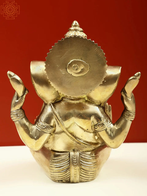 7" Brass Seated Lord Ganesha