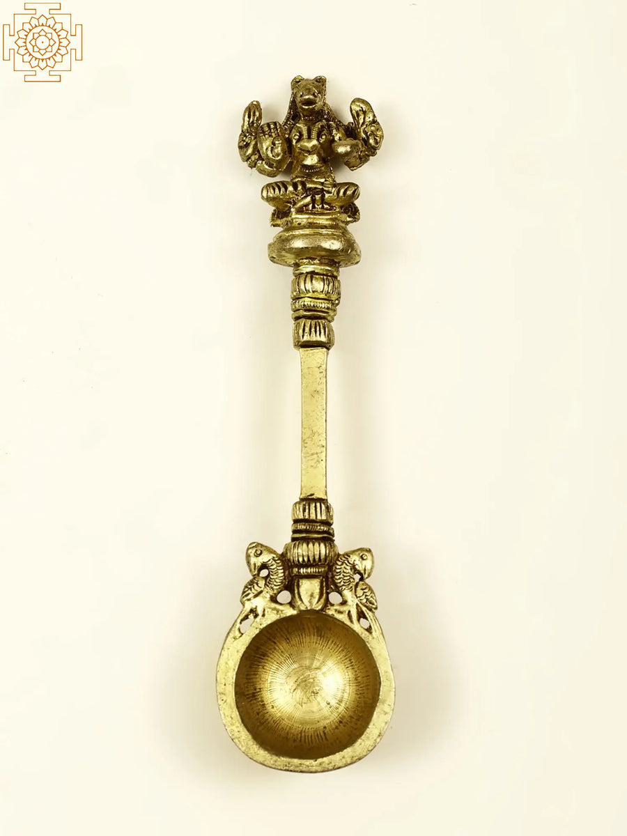 5" Hayagreeva Brass Ritual Spoon for Pooja