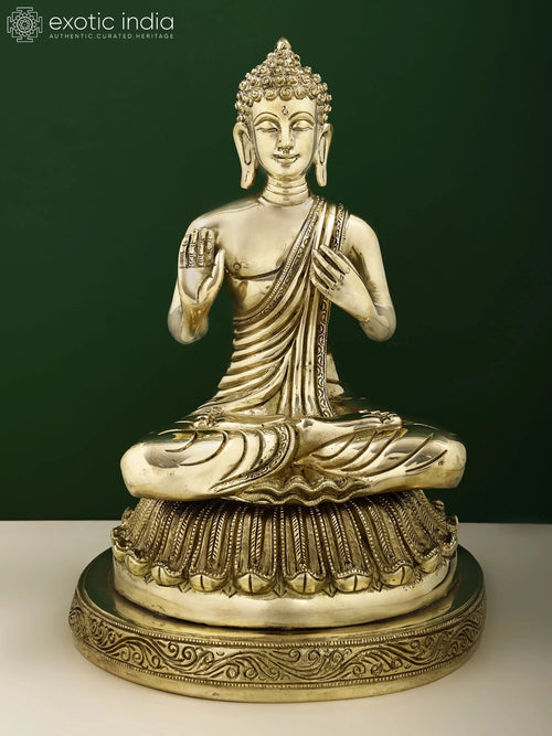 13" Brass Blessing Buddha Handmade Statue