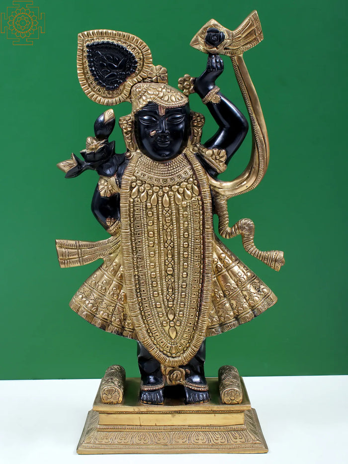 18" Brass Shri Krishna Shrinath Ji Idol for Pooja