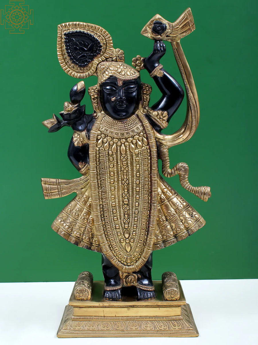 18" Brass Shri Krishna Shrinath Ji Idol for Pooja