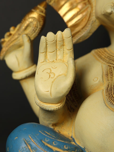 13" Turbaned (Pagdi) Ganesha Brass Statue