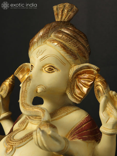 13" Turbaned (Pagdi) Ganesha Brass Statue