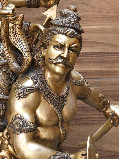 70" Large Goddess Maa Durga Brass Statue | Mahishasurmardini: Mother of the universe