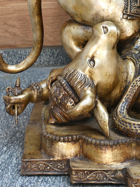 70" Large Goddess Maa Durga Brass Statue | Mahishasurmardini: Mother of the universe