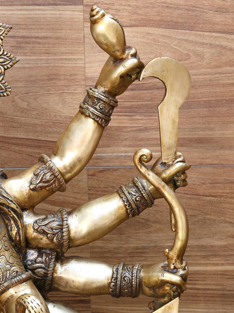 70" Large Goddess Maa Durga Brass Statue | Mahishasurmardini: Mother of the universe