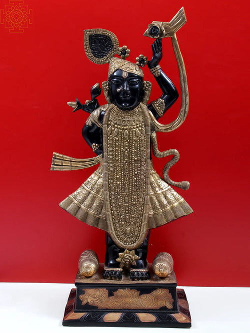 31" Brass Shrinath Ji Krishna Idol for Home Pooja
