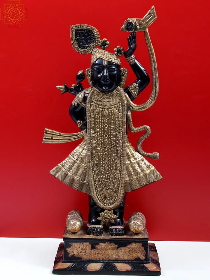 31" Brass Shrinath Ji Krishna Idol for Home Pooja