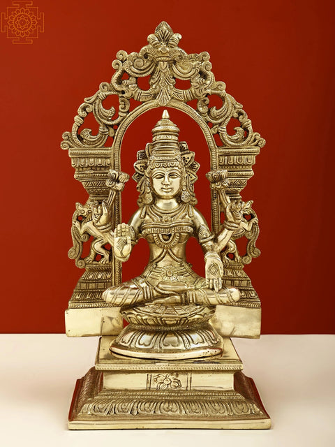 12" Brass Lord Ganesha and Goddess Lakshmi with Kirtimukha Prabhavali