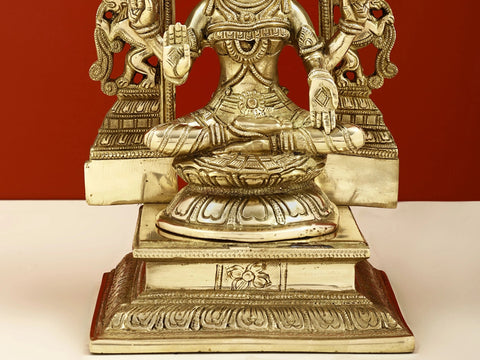 12" Brass Lord Ganesha and Goddess Lakshmi with Kirtimukha Prabhavali