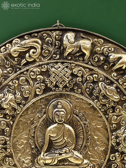 11" Buddha with 12 Astrology Symbol and 8 Auspicious Symbols Wall Hanging Idol