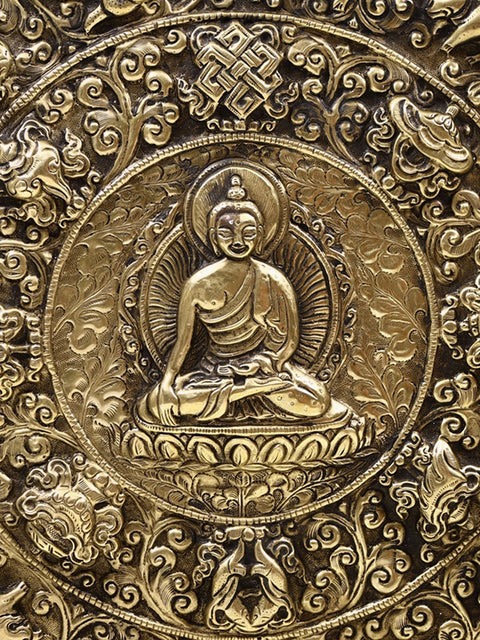 11" Buddha with 12 Astrology Symbol and 8 Auspicious Symbols Wall Hanging Idol