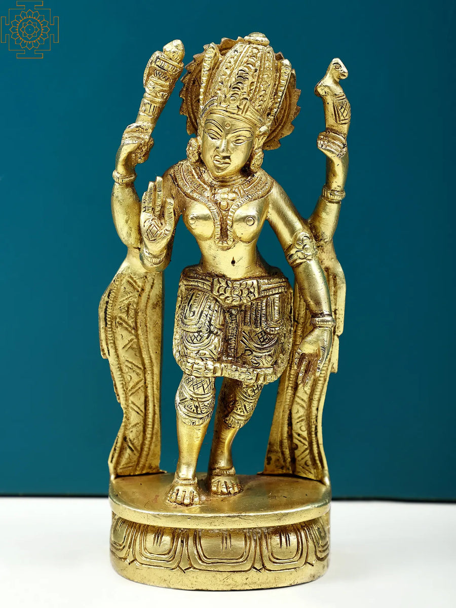 6" Standing Devi Parvati Brass Statue for Pooja