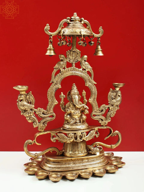 16" Lord Ganesha with Multiple Diyas