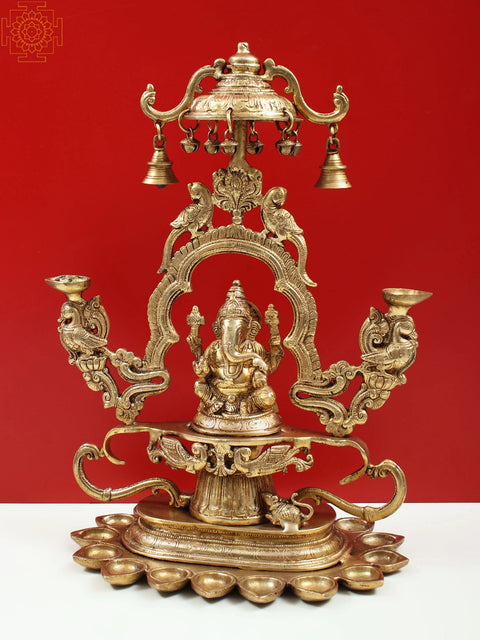 16" Lord Ganesha with Multiple Diyas