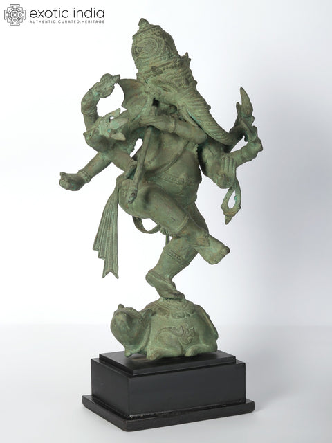 16" Brass Eight Armed Ganesha On Mushak