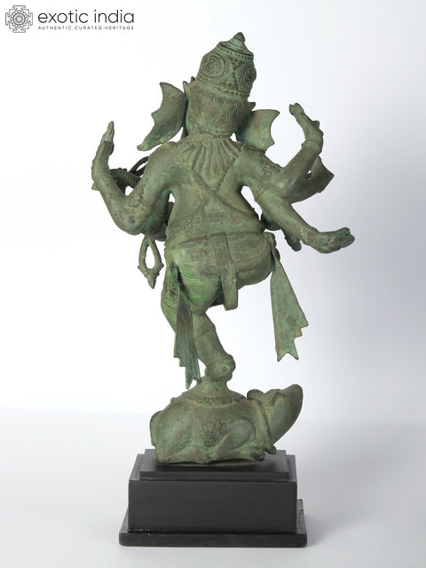 16" Brass Eight Armed Ganesha On Mushak