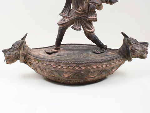 10" Brass Lord Hanuman Lifting Mountain (Tribal Dhokra Art)