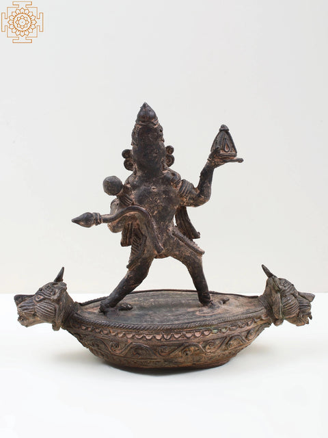 10" Brass Lord Hanuman Lifting Mountain (Tribal Dhokra Art)
