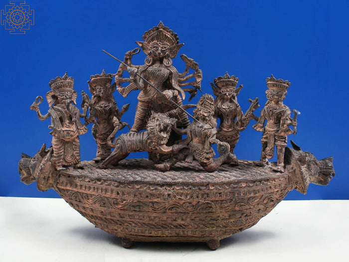 19" Brass Goddess Mahishasura Mardini
