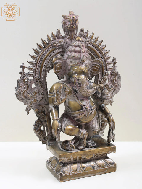 14" Dancing Ganesha with Kritimukha