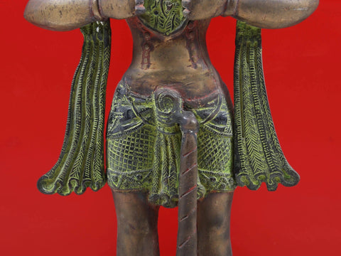 20" Brass Hanuman Ji Idol Tearing His Chest to Reveal Rama and Sita