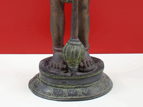 20" Brass Hanuman Ji Idol Tearing His Chest to Reveal Rama and Sita