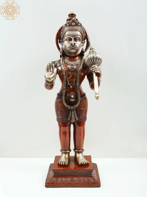Blessing Lord Hanuman Handmade Brass Statue