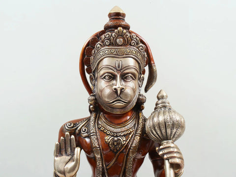 Blessing Lord Hanuman Brass Sculpture