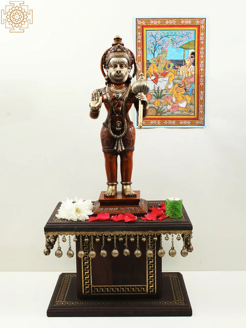 Blessing Lord Hanuman Brass Sculpture
