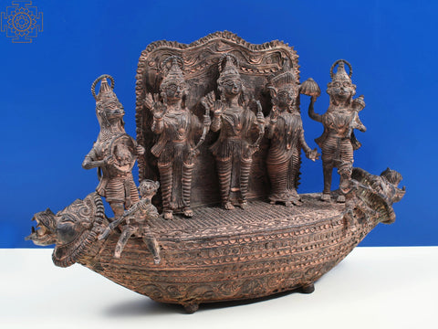 19' Shri Rama, Sita, Lakshman and Hanuman Ji (Tribal Dhokra Art)