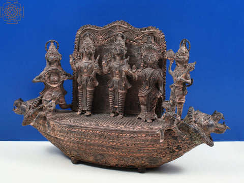 19' Shri Rama, Sita, Lakshman and Hanuman Ji (Tribal Dhokra Art)