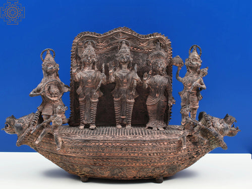 19" Shri Rama Sita Lakshman Hanuman Tribal Dhokra Brass Statue