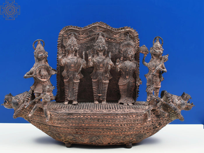 19" Shri Rama Sita Lakshman Hanuman Tribal Dhokra Brass Statue