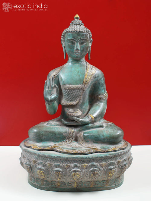 20" Brass Vitarka Mudra Buddha Statue Handmade