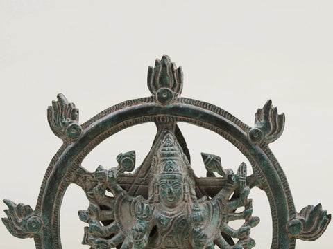 9" Brass Vishnu as Lord Sudarshana and Narasimha on Reverse