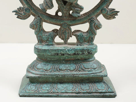 9" Brass Vishnu as Lord Sudarshana and Narasimha on Reverse