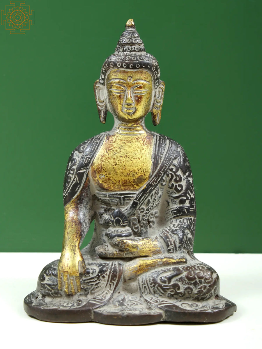 5" Brass Bhumisparsha Buddha Statue Handmade