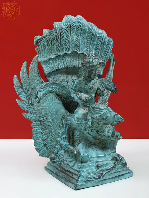 8" Brass Lord Vishnu Seated on Garuda